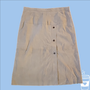 Terry Lewis Classic Luxuries Khaki Leather Skirt 20P